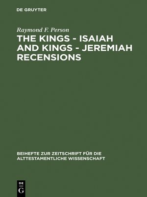 cover image of The Kings – Isaiah and Kings – Jeremiah Recensions